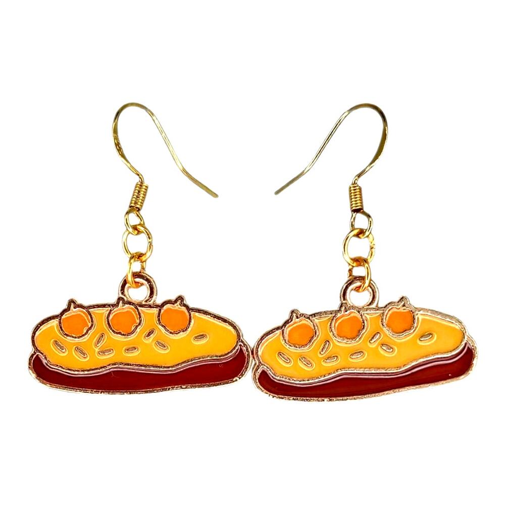 Pumpkin bread loaf dangle earrings — lightweight fall autumn jewelry